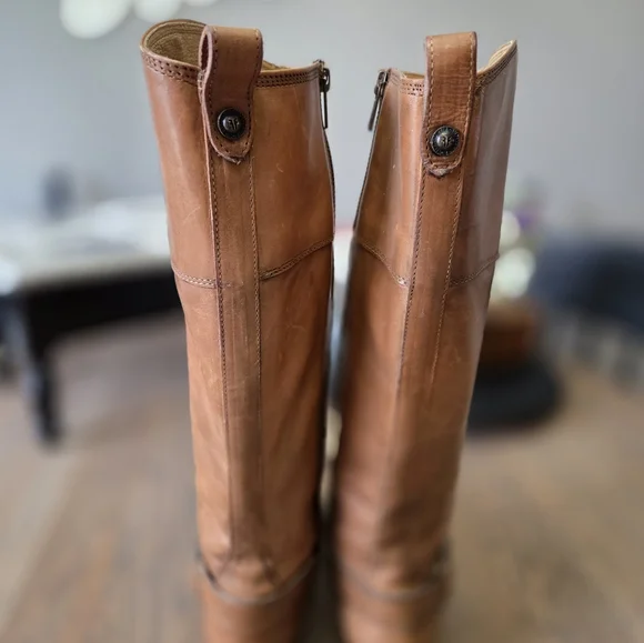 Frye Brown Heeled Boots Leather Elegance - Picture 4 of 12